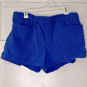 Athleta Women’s “Trekkies” Shorts Blue Nylon Pockets Hiking Workout size 14